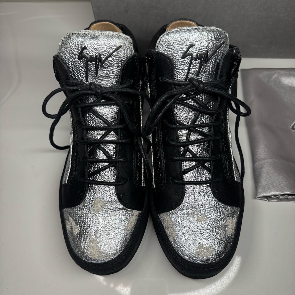 Giuseppe Zanotti Black and Silver Kriss High-Top Sneakers - Picture 5 of 10